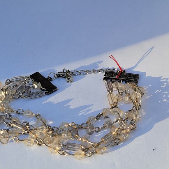 Vintage 1950s crystal bead bracelet multi-strand silver tone sparkle chain - Picture 4 of 10